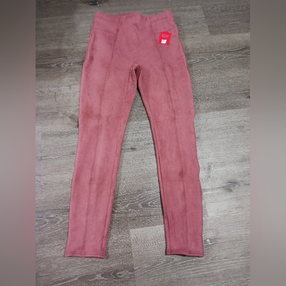 Spanx faux suede leggings in rich rose NWOT medium